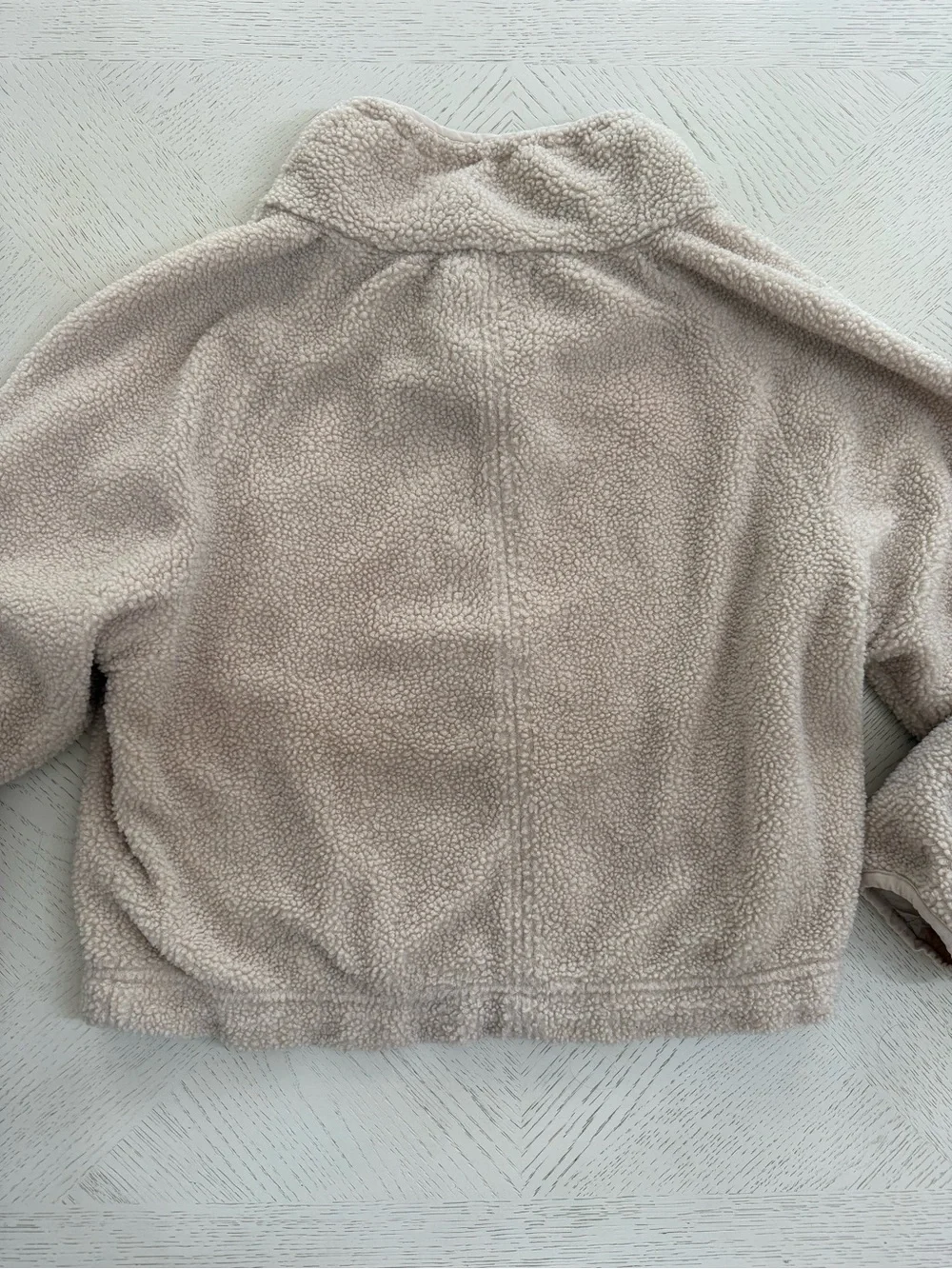 Cozy Sand Sherpa Pullover Quarter Zip Jacket